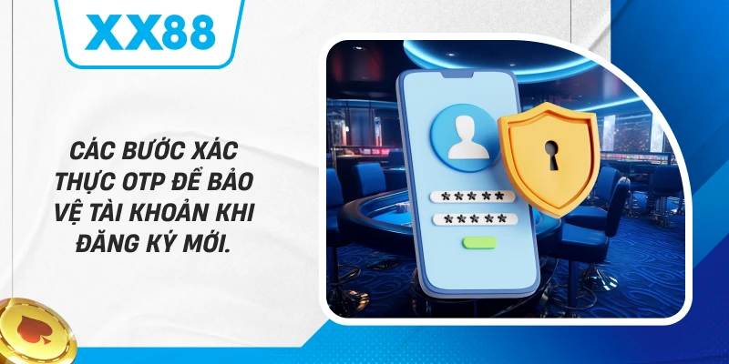 Các bước xác thực OTP để bảo vệ tài khoản khi đăng ký mới.