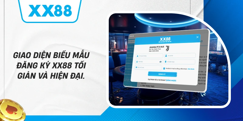 Giao diện biểu mẫu đăng ký XX88 tối giản và hiện đại.