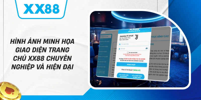 Hình ảnh minh họa giao diện trang chủ XX88 chuyên nghiệp và hiện đại