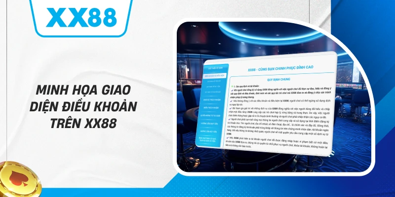 Minh họa giao diện điều khoản trên XX88